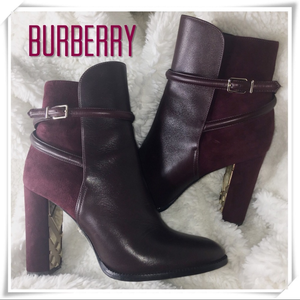SALE EUC Burberry Plum Wine Suede/Leather Boots